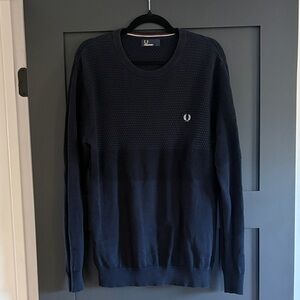 Fred Perry Navy Blue Pullover Crewneck Men’s Sweater LARGE